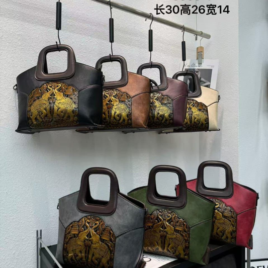 Elephant Carving Designer Handbag