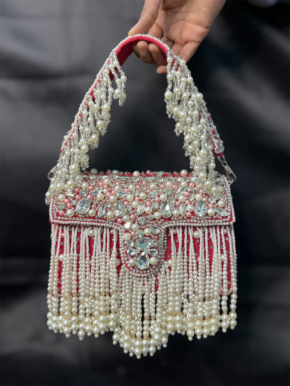 Regal Pearl Cascade Clutch
