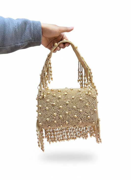 Elegant Beaded Pearl Party Purse