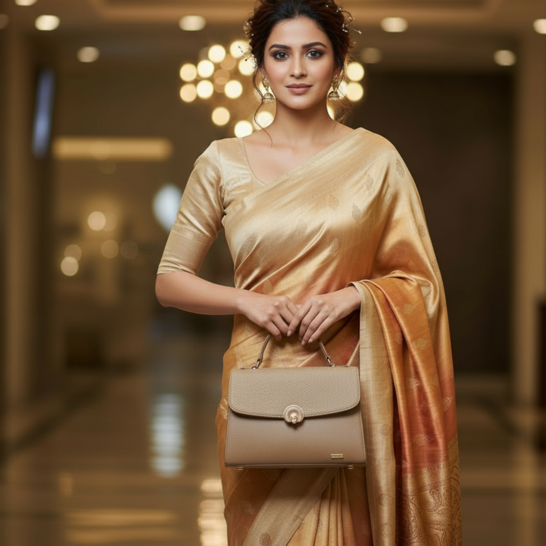 Gurnish Textured Tan Handbag